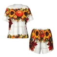 thumbnail image 5 of Wukai Thanksgiving With Autumn Women's Pajama Set,Short-Sleeve Top and Shorts with Elastic Waistband and Pockets for Loungewear, Yoga, and Casual Wear-Medium, 5 of 8