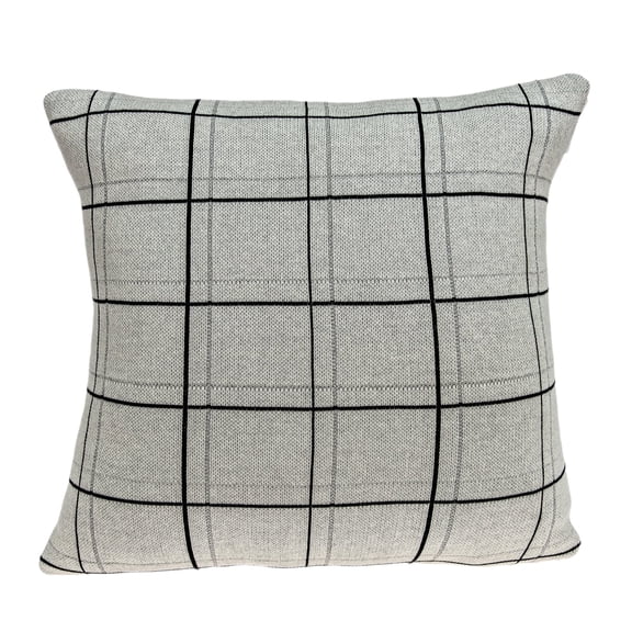 Parkland Collection Sami Gray Plaid Decorative Throw Pillow, 20 x 20 Cotton Square Pillow