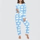 thumbnail image 4 of Conjunto de top y pantalones de poliéster con bolsillos largos y estampado de cuello redondo informal para mujer, 4 of 6