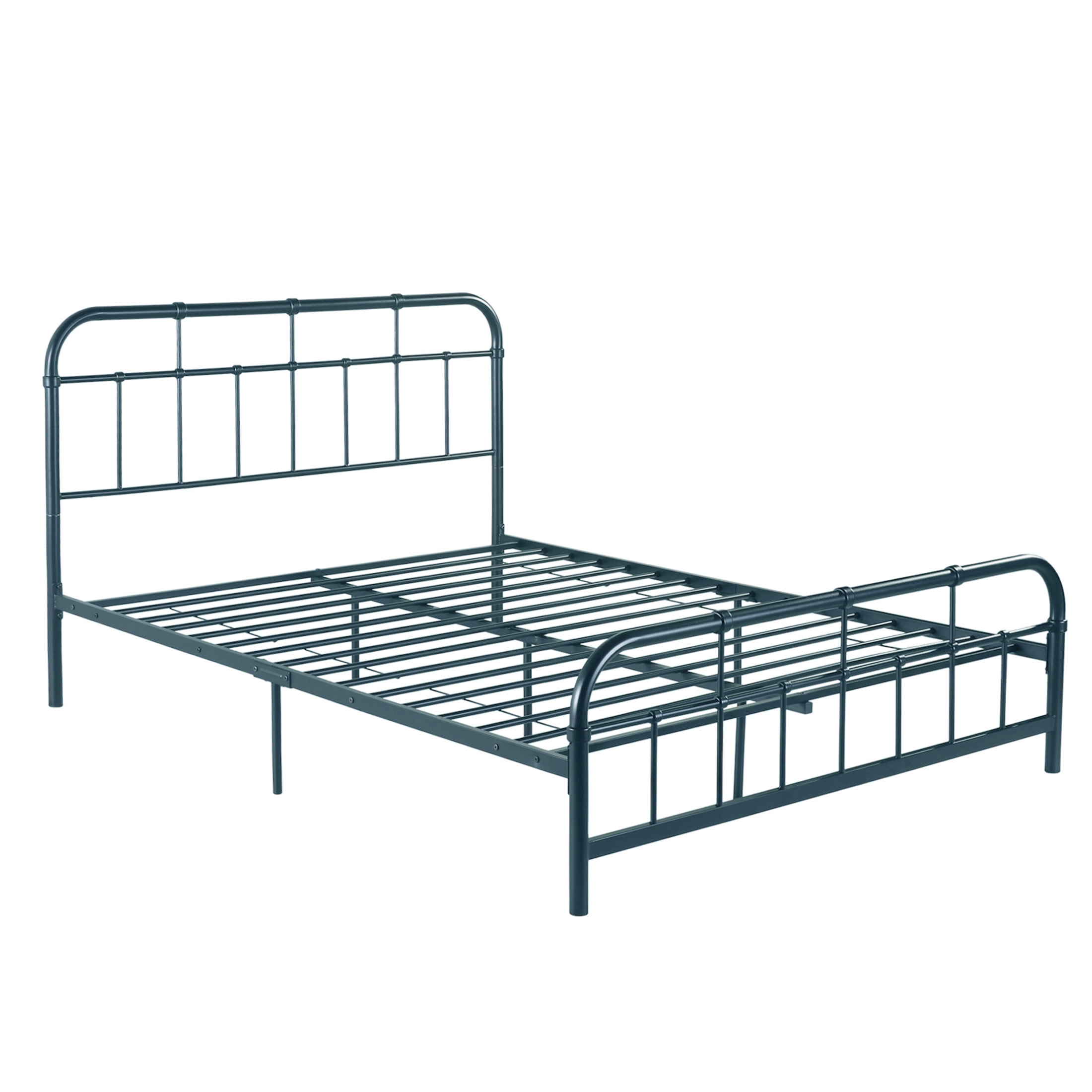 Christopher Knight Home Full Size Metal Platform Bed Frame, Round Corner Headboard and Footboard, Antique Blue