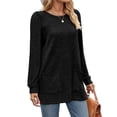 thumbnail image 3 of SLADYGLO Women Crew Neck Puff Long Sleeve Knitted Ribbed Sweatshirt With Pockets, 3 of 4