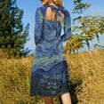 thumbnail image 5 of Van Gogh Starry Night Women's Fall Dresses Casual Loose Flowy Swing Shift Dress, 5 of 9