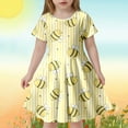 thumbnail image 2 of Tisuna Girls Summer Dress Cartoon Bee Print Short Sleeve Crew Neck Dresses Comfortable Soft Little Girls Children'S Casual Wear Yellow Size 6-7 Years, 2 of 5