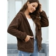 thumbnail image 6 of Cuteduck Womens Sherpa Jacket Fuzzy Fleece Zip Up Winter Hoodies Coat, S-2XL, 6 of 7
