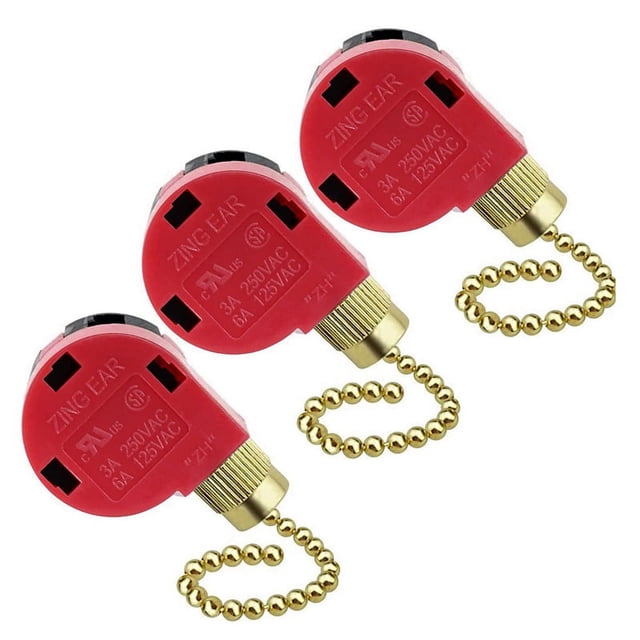 Interruptor Ventilador Techo 3 Piezas 3 Velocidades 4 Cables ZE-268S6 Interruptor Cadena TraccióN Ventilador Interruptor Control Velocidad Repuesto Dorado