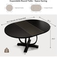 thumbnail image 3 of iPormis 59'' Extendable Round Dining Table for 4 to 8, Kitchen Table with Sturdy X-Base Metal Legs, MDF Board , Space Saving, Easy Assembly,Black, 3 of 8