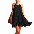 thumbnail image 6 of QUNYINEY Sleeveless Womens Dress Black Summer Cotton Midi Sundress Crew Neck Ruffle Casual Loose Fit A Line Dresses, 6 of 9