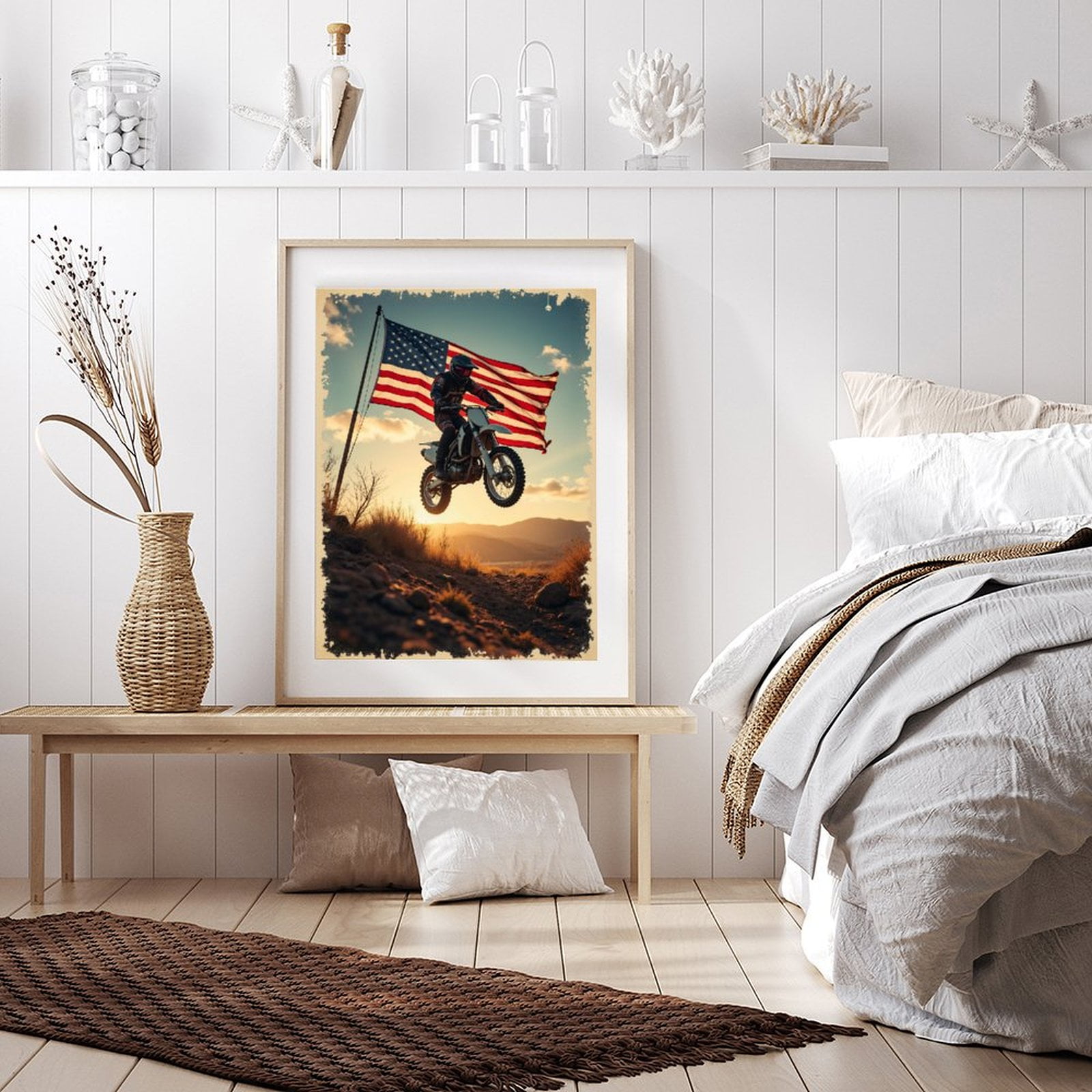 Diamond Art Kit for Adults, Motorcycle Rider Jumping Sunset Diamond Painting for Adults Beginners, DIY Diamond Art Painting Kits, 5D Diamond Painting Crafts for Home Decor 12x16 Frameless