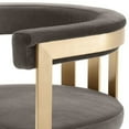 thumbnail image 3 of Cid 24 Inch Modern Accent Chair, Curved Slatted Back, Velvet, Gray, Gold, 3 of 5
