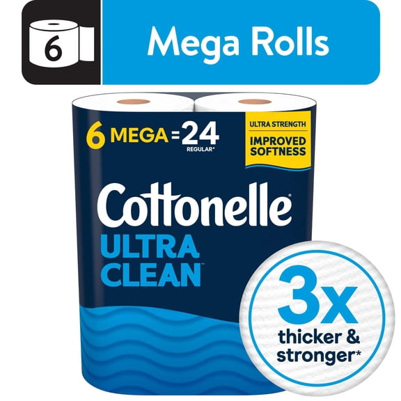 Cottonelle Ultra Clean Toilet Paper, 6 Mega Rolls