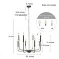 thumbnail image 6 of LNC Concise 8-Light Modern Contemporary Rustic Electric Black Candle Large Chandelier, 6 of 12