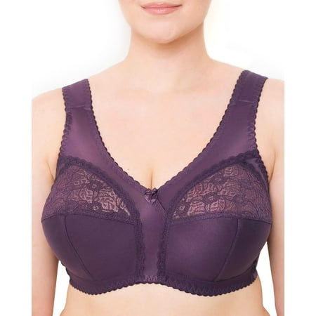 Wireless Plus Size Bra Wide Strap Unlined Minimizer Full Coverage 36 38 40 42 44 46 48 50 52 / C D E F G H I ( 48E/DD  Purple)