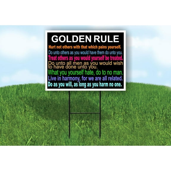 Golden Rule Colorful Yard Sign Road Sign (Excluding Stand) SIZE: 8" x 12"