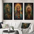 thumbnail image 1 of Designart "Holy Mary Radiating Aura IV" Christianism Framed Wall Art Set Of 3 - Green Traditional Frame Gallery Wall Set For Home Decor, 1 of 6