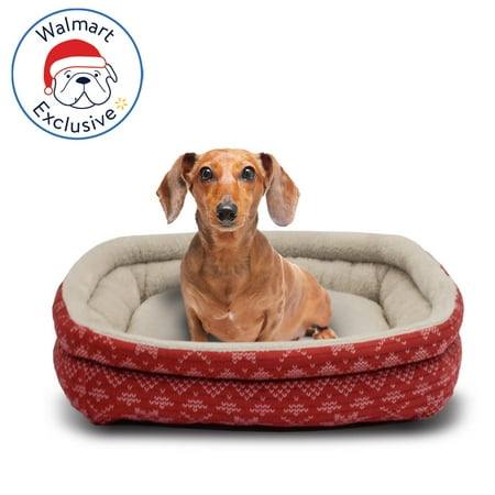 Holiday Time Small Cuddler Pet Bed, 19"x15", Red