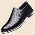 thumbnail image 3 of Men's Perforated Faux Leather Slip on Loafers, Breathable Hollow out Soft Lightweight Casual Dress Shoes for Driving Travel Walking Office, 3 of 6