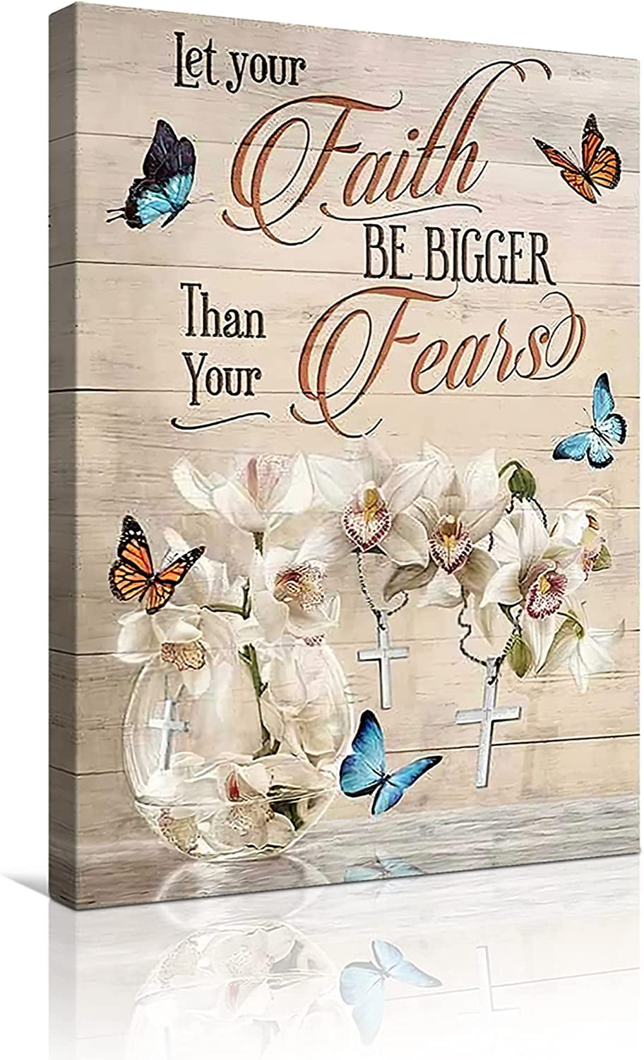 Wall Art Flower Butterfly Wall Decor Bible Verse Decor for Bedroom