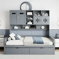 thumbnail image 2 of Full Size Gray Wooden Daybed with 2 Drawers, All-in-One Cabinet & Shelf, 2 of 9
