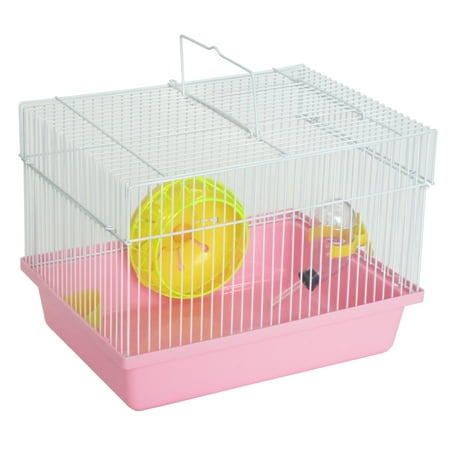 YML Single Story Dwarf Hamster Cage with Small Wheel/Dish and Water Bottle/Plastic (Best Hamster Wheel For Dwarf)
