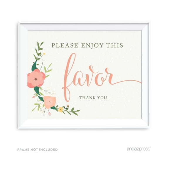 Please Enjoy This Favor, Thank You Floral Roses Girl Baby Shower Party Signs