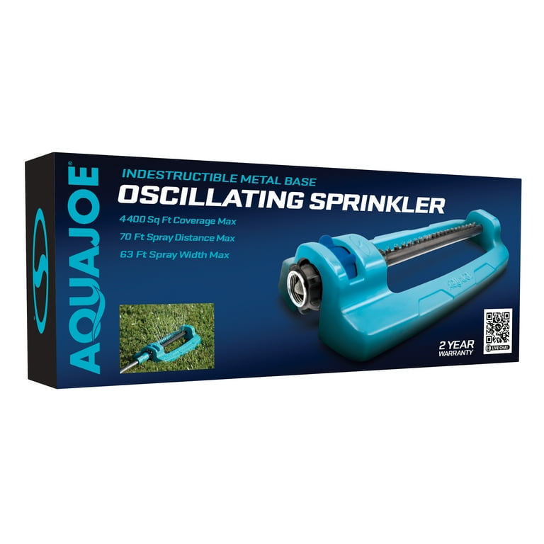 Aqua Joe Oscillating Metal Lawn Sprinkler, Adjustable Spray