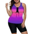 thumbnail image 4 of ABPHQTO Bañador tankini con espalda cruzada y estampado de rosas degradadas para mujer, 4 of 5