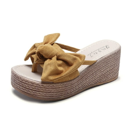 

Womens Fashion Wedges Open Toe Butterfly-Knot Beach Shoes Roman Slippers Sandals