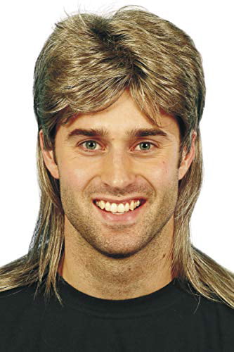 Brown Smiffy's Men's Mullet Wig Highlights One Size 