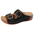 thumbnail image 2 of IUJSOY Womens Wedge Sandals Double Buckle Slip on Slippers Comfortable Arch Support Walking Shoes, 2 of 9
