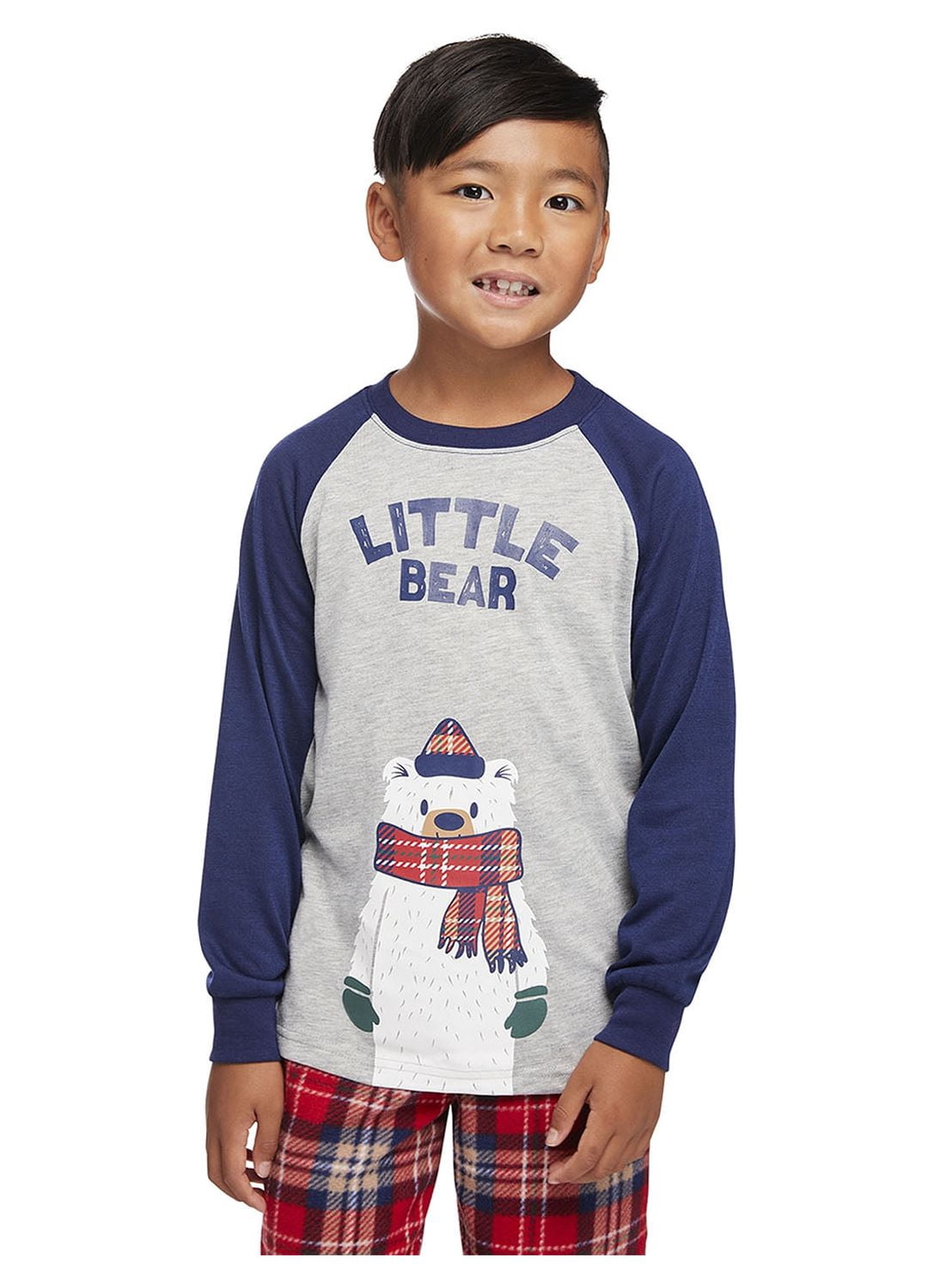 Jolly Jammies Boys or Girls Unisex Plaid Bears Matching Family Pajamas Set, 2-Piece, Sizes 6-12
