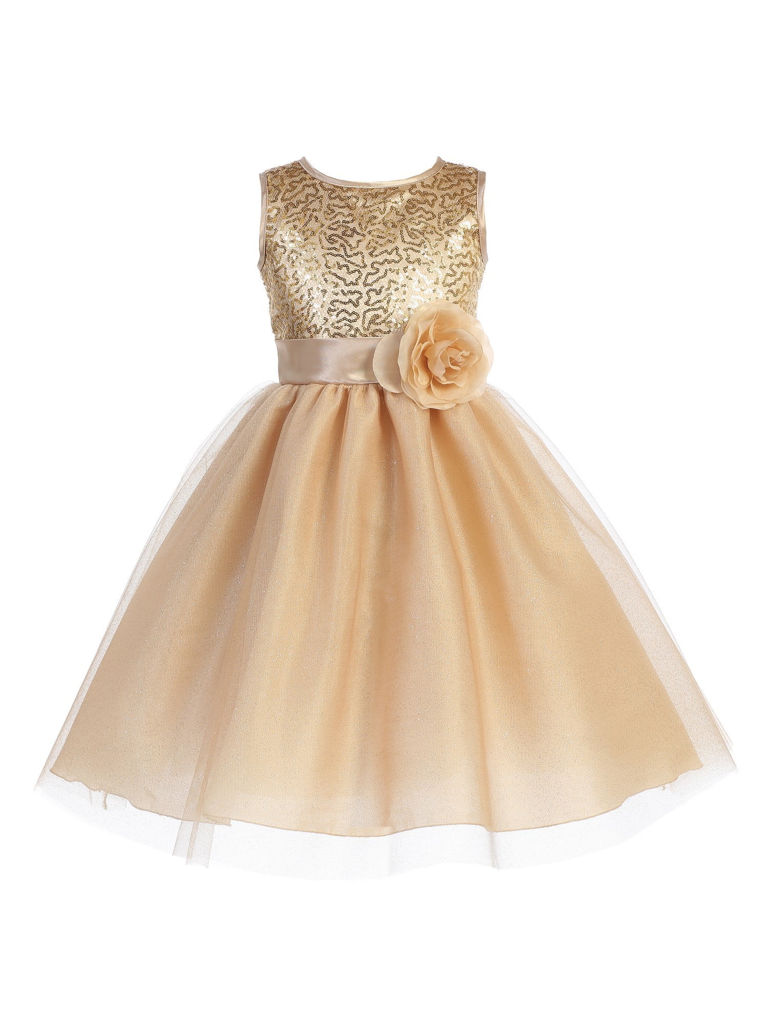 Blossom - Blossom Girls Gold Sequin Mesh Glitter Tulle Junior ...