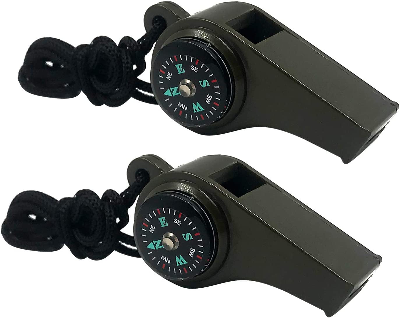 2 Pack Emergency Survival Whistle, 3in1 Emergency Whistles with Compass and Thermometer, Loud
