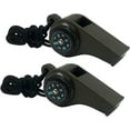 thumbnail image 2 of 2 Pack Emergency Survival Whistle, 3-in-1 Emergency Whistles with Compass and Thermometer, Loud Safety Whistle with Lanyard for Outdoor Hiking (2Pcs Green), 2 of 6
