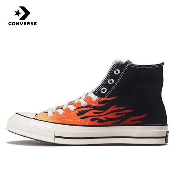 Zapatillas de lona ligeras y resistentes al fuego Converse CTAS 70 Hi de los años 70, de caña alta, para hombre y mujer, con costuras negras y rojas