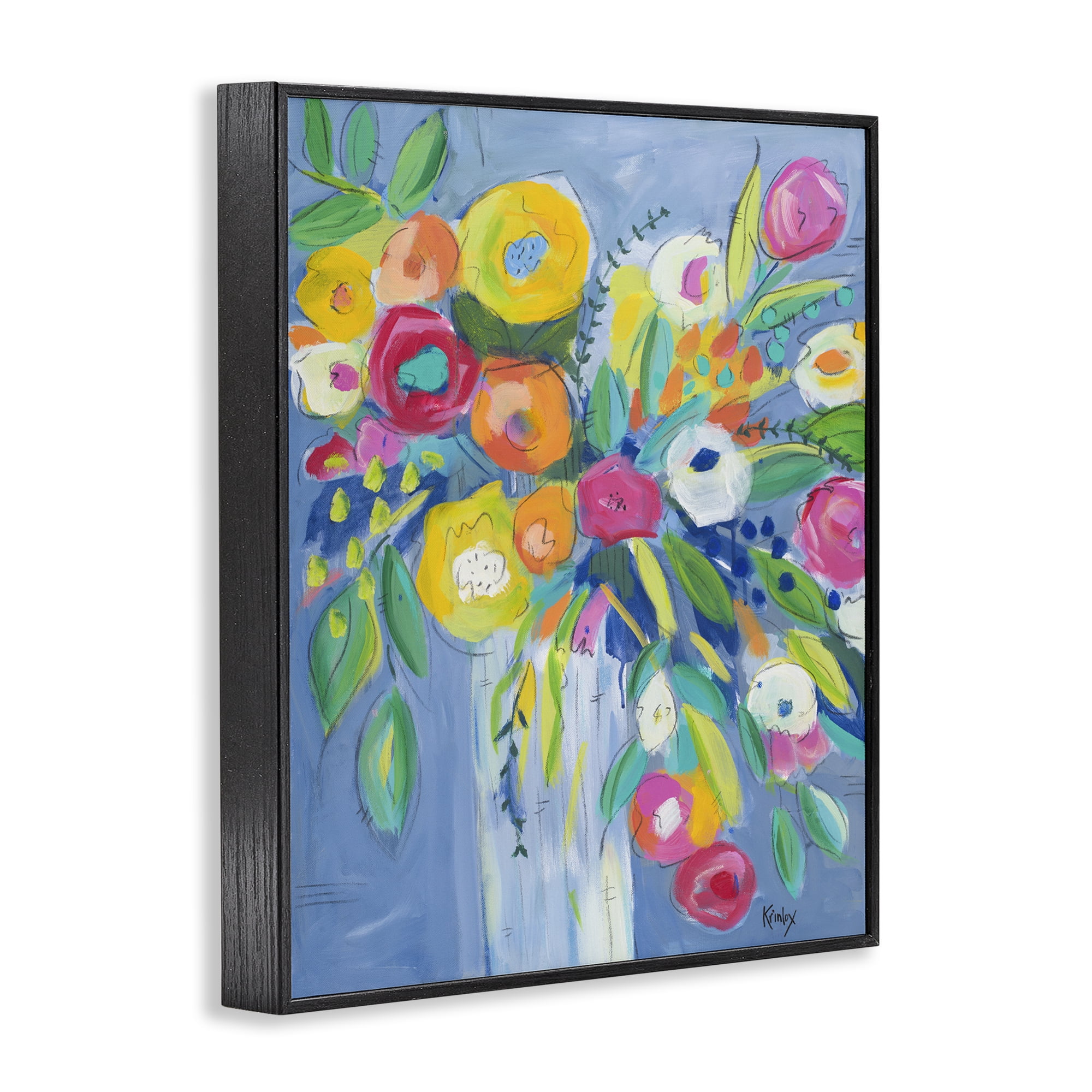 Stupell Industries Cheerful Blossom Energy Black Framed Giclee Art, design by Krinlox