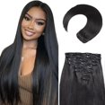 thumbnail image 1 of Extensiones de cabello humano real MEYOFUN con clip, 20 cm, 105 g, 1 of 4