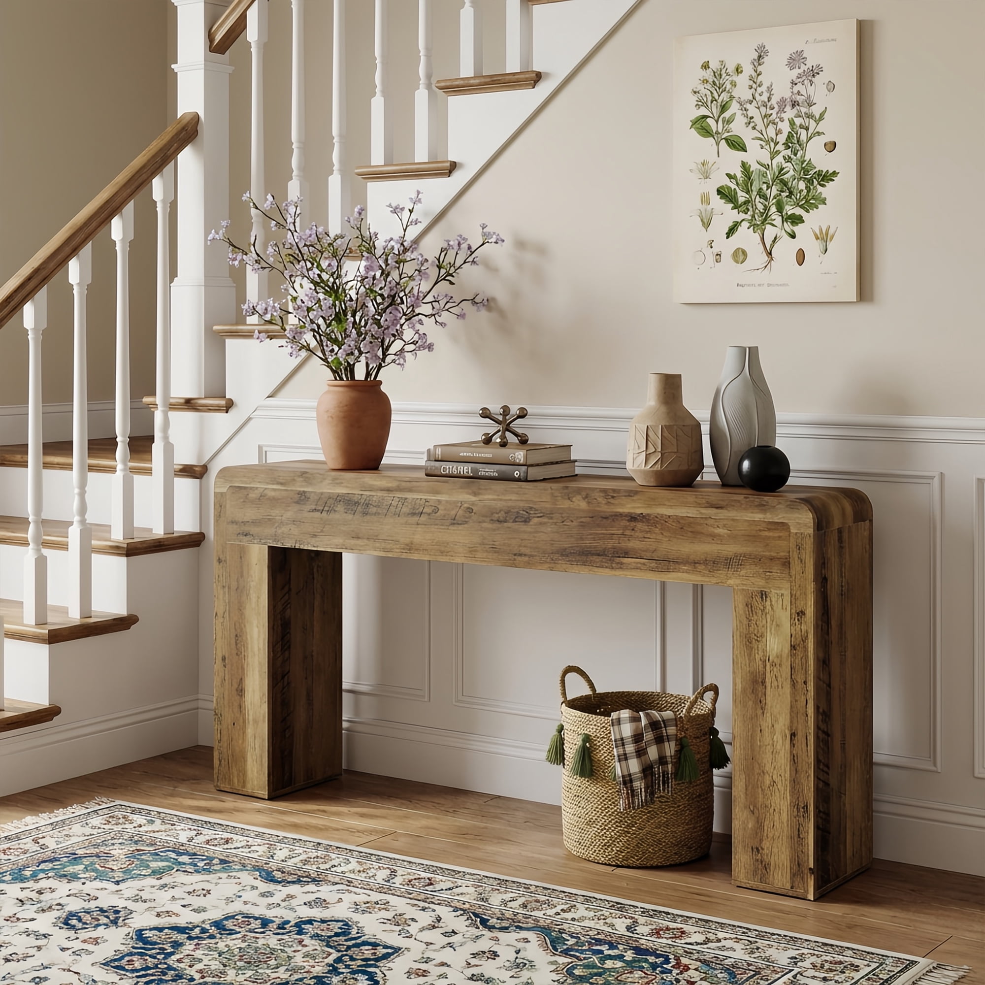 70.9" Extra Long Farmhouse Rustic Console Table, Wooden Behind Couch Storage Table, Narrow Entryway Foyer Stand for Living Room & Hallway (Brown)