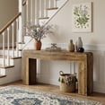 thumbnail image 3 of 70.9" Extra Long Farmhouse Rustic Console Table, Wooden Behind Couch Storage Table, Narrow Entryway Foyer Stand for Living Room & Hallway (Brown), 3 of 8