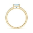 thumbnail image 2 of ANGARA Natural Square Aquamarine Crossover Shank Ring with Diamonds in 14K Yellow Gold for Women (Size-6mm) | March Birthstone, Birthday, Anniversary, Jewelry Gift for Women | Natural Aquamarine Ring, 2 of 8