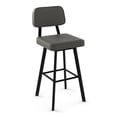 thumbnail image 2 of Home Square 2-Piece 26.75" Faux Leather Swivel Counter Stool Set in Medium Gray, 2 of 4
