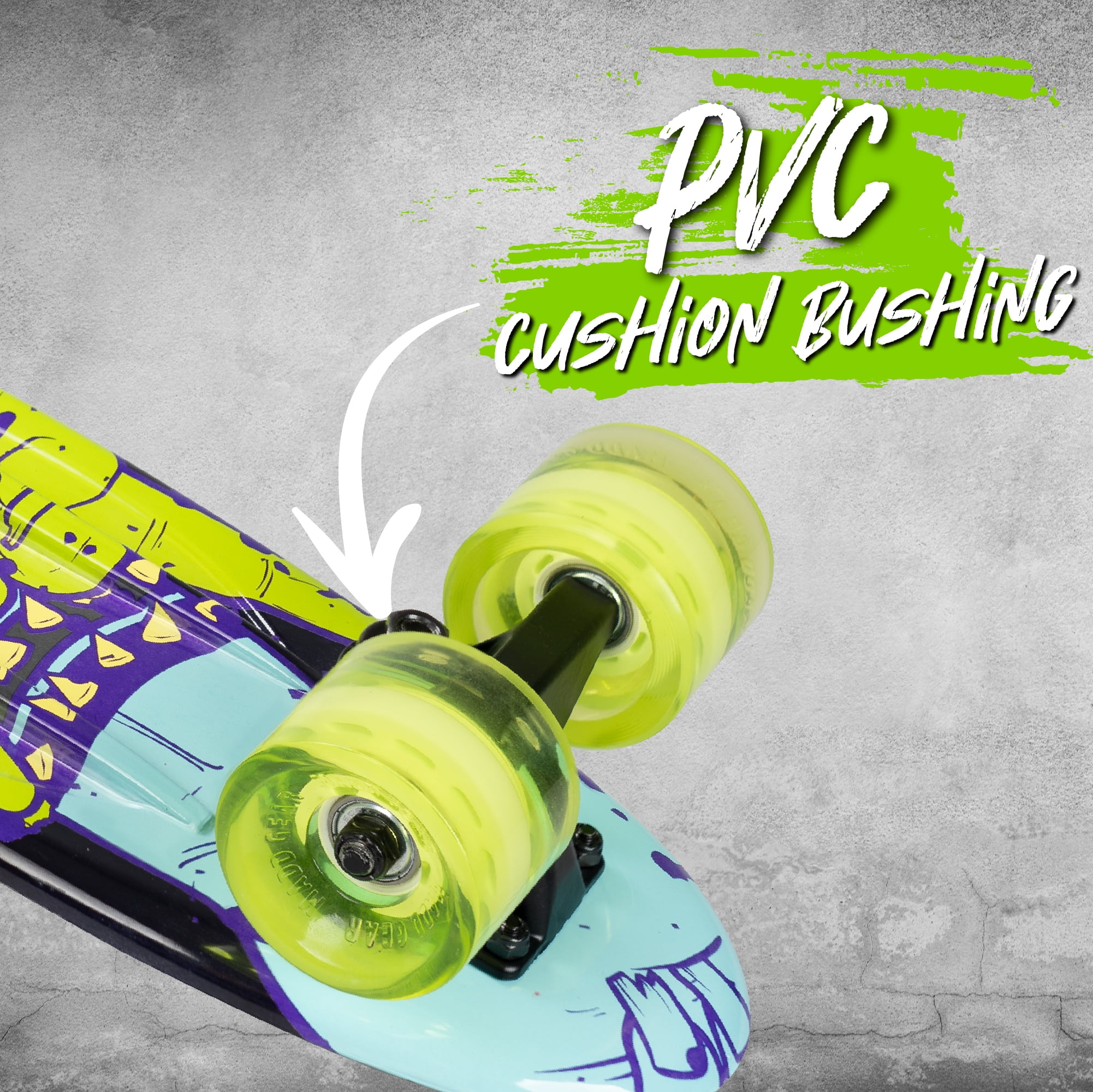 Madd Gear 22" Retro Beginner Skateboard Mini Cruiser- 62 mm Wheels - Rock'N- Beginner Penny Style Board