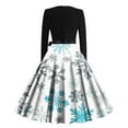 thumbnail image 3 of Mifsaly Christmas Dresses for Women 2025 Xmas Snowflake Print Elegant Cocktail Dress Crewneck Long Sleeve Vintage Evening Gowns Festival Party Wedding Guest Outfits, 3 of 3