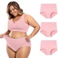 thumbnail image 3 of Womens Underwear 3 Pack High Waist Cotton Regular Plus Size Brief Underwear, 3 of 3