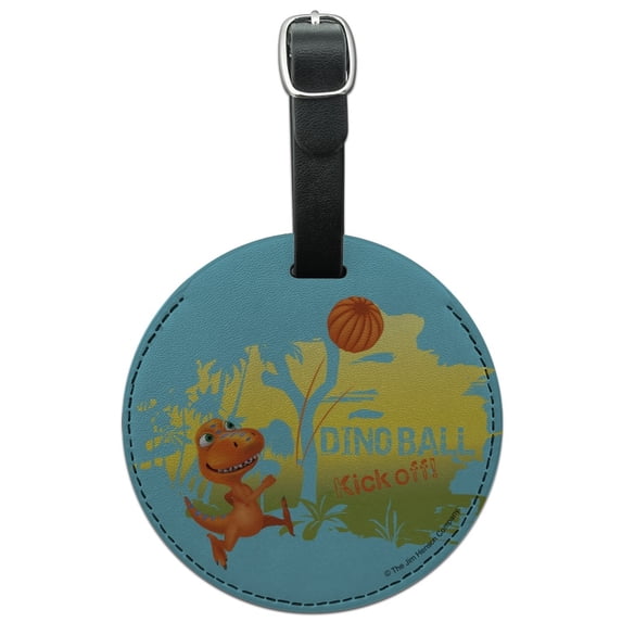 Dino Ball Kickoff Dinosaur Train Round Leather Luggage Card Suitcase Carry-On ID Tag