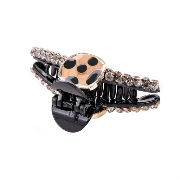 Pinzas para el cabello Pasadores de tortuga Pasadores de celuloide de diseño francés Celuloide Estampado de leopardo Accesorios de moda con diamantes de imitación con 2 lazos para el cabello en espira