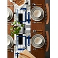 thumbnail image 5 of Blue Black Geometric Table Runner Modern Minimalist Stripes Aesthetic Tablerunners 16 x 72 Inch, Table Decorations Tabletop Scarf for Summer Gathering Holiday Farmhouse Kitchen Dining Decor, 5 of 6