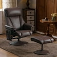 thumbnail image 3 of Mcombo Swivel Recliner with Ottoman, Reclining Chair with Massage, Faux Leather Lounge Chairs for Living Room Bedroom 4539(Dark Brown), 3 of 9