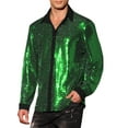 thumbnail image 4 of INSPIRE CHIC Men's Shirts Sequin Long Sleeve Button Down Sparkle Metallic Dress Shirts L Green, 4 of 5