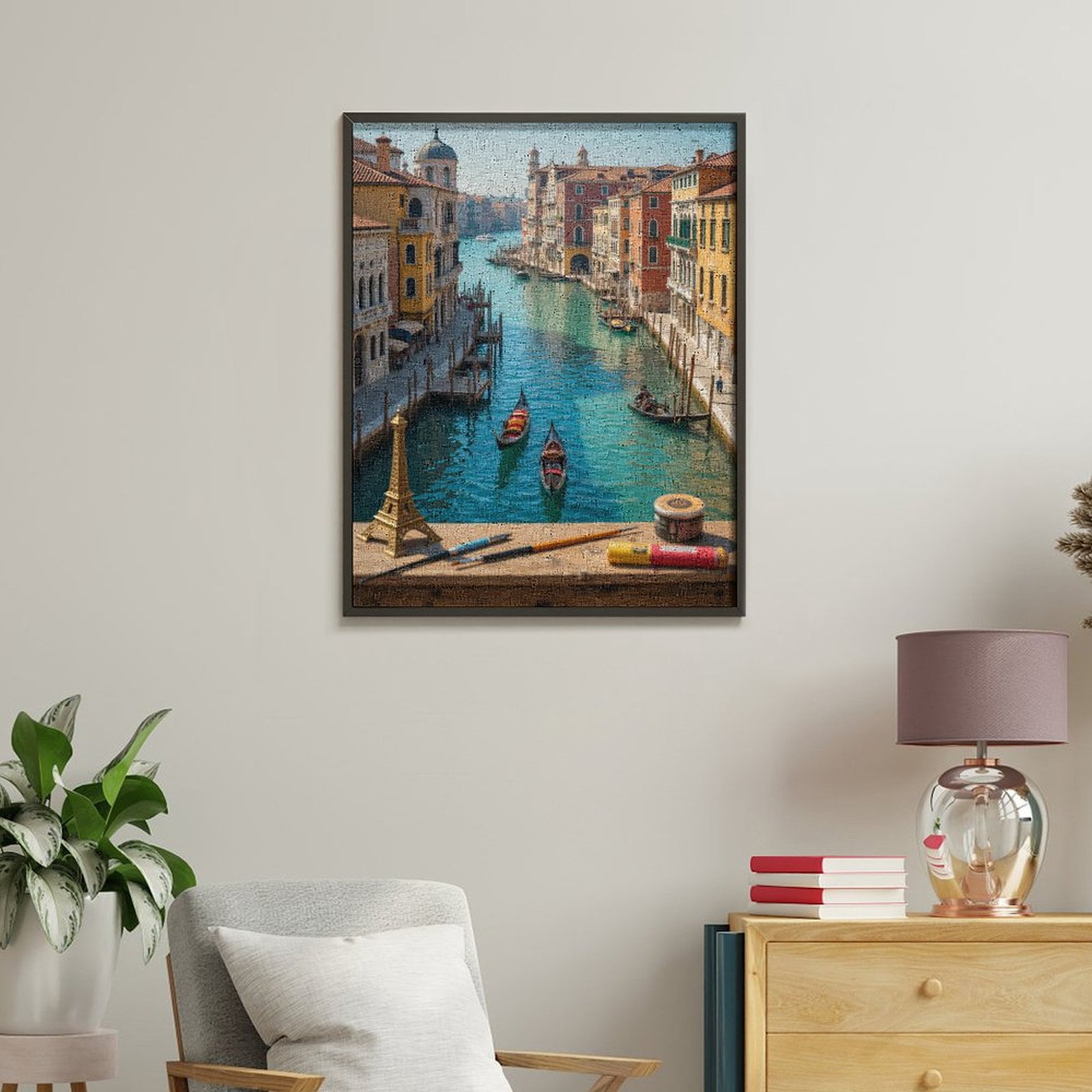 Paint By Numbers Kit for Adults Beginner - DIY Venice Canal Gondolas Scenic Vibrant Canvas Painting Kits for Adults, Frameless Paint By Number for Adults for Home Wall Decor 16x20 Inch