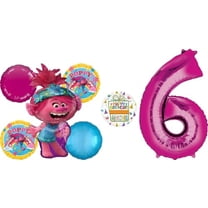 Poppy World Tour 6th Birthday Party Supplies 7pc Balloon Bouquet Decorations